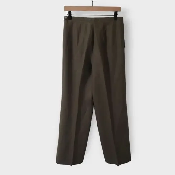 Talbots Petites Irish Linen Trouser Pants Green Sz 8P Straight Leg Career Work - Picture 5 of 10